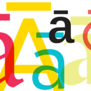 Letter a with macron in different bright colours on a white background